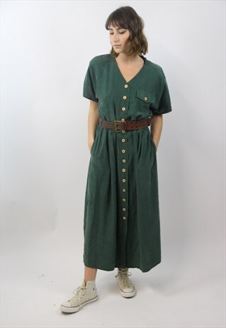 VINTAGE GREEN SILK 90S DRESS