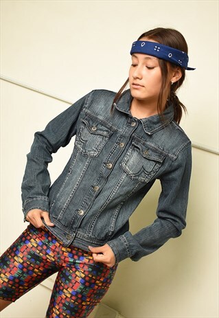 Y2K RETRO STONEWASH DENIM JACKET TOP
