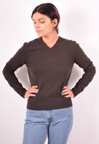 CALVIN KLEIN WOMENS VINTAGE JUMPER SWEATER MEDIUM BROWN 90S