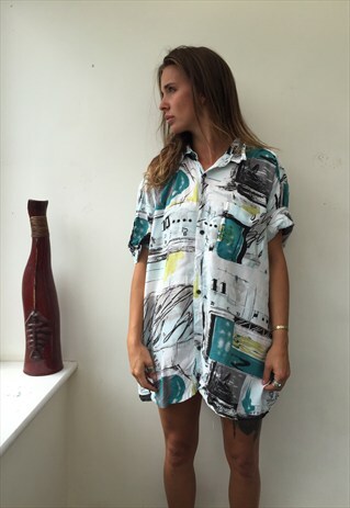 CRAZY PATTERNED OVERSIZED RETRO VINTAGE FESTIVAL SHIRT