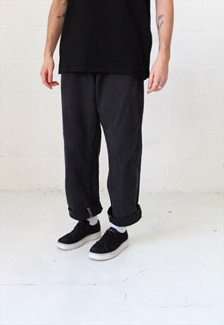 VINTAGE DICKIES RELAXED FIT UTILITY TROUSERS IN BLACK