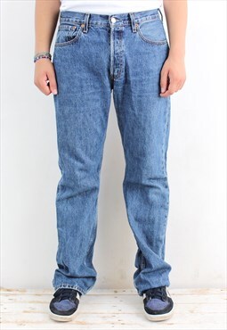 501 Vintage Mens W32 L32 Regular Straight Jeans Denim Pants