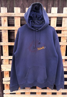 Vintage Quiksilver Surfwear Y2K blue hoodie XL 