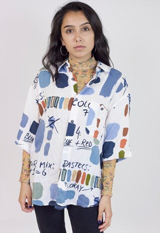 VINTAGE 90S PAINT PALETTE PATTERNED SHIRT