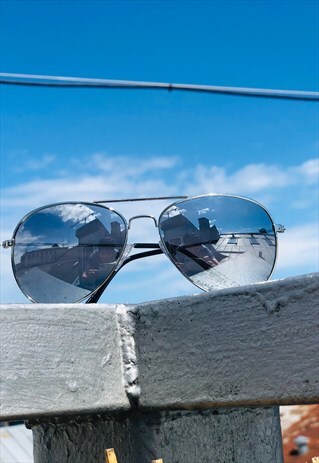 RETRO WOMEN SILVER PILOT HIPSTER SUNGLASSES EYEWEAR AIRFORCE