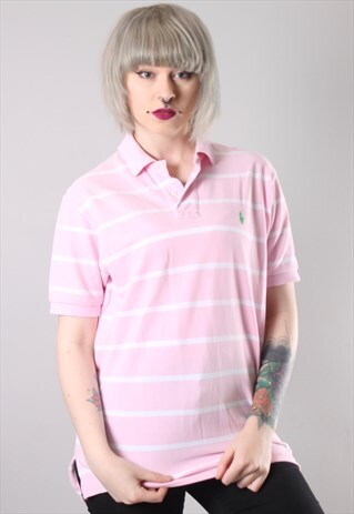 VINTAGE POLO RALPH LAUREN STRIPED POLO SHIRT MEDIUM