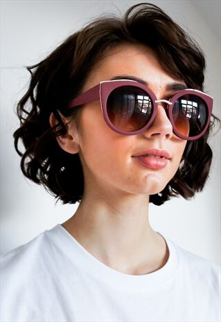 MAROON OVERSIZED RETRO SUNGLASSES
