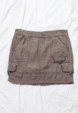 Vintage Y2K Cargo Low Rise Skirt in Brown