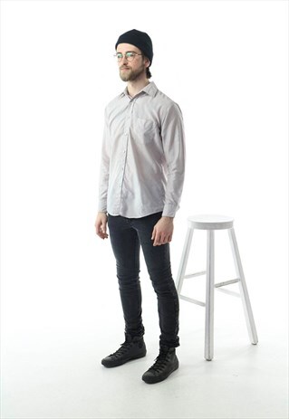OVERSIZED PINDOT BUTTON UP / GREY BUTTON UP SHIRT