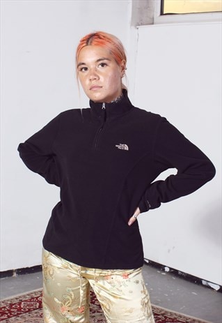 VINTAGE THE NORTH FACE BLACK 1/4 ZIP FLEECE JUMPER