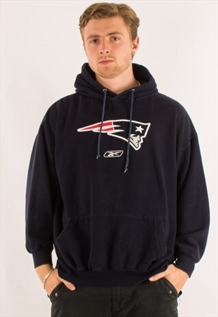 VINTAGE NFL NAVY NEW ENGLAND PATRIOTS HOODIES PULLOVERS