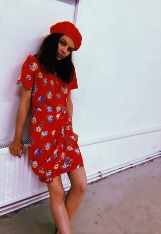 90'S RETRO FLORAL SUMMER DRAPED PARIS CHIC MINI DRESS