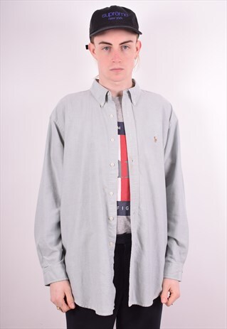 RALPH LAUREN MENS VINTAGE SHIRT LARGE BLUE 90S