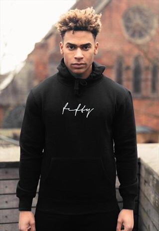 SCRIBBLE TEXT LOUNGE PULLOVER HOODY - BLACK