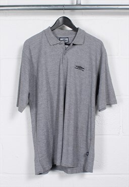 Vintage Umbro Polo Shirt in Grey Short Sleeve Tee Large