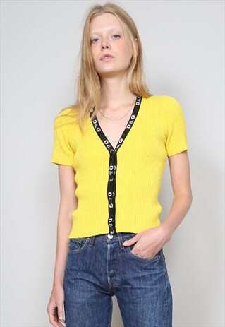 VINTAGE 90'S DOLCE & GABBANA YELLOW KNITTED TOP