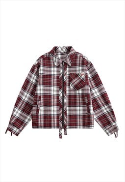 Plaid denim jacket woolen check jean bomber lumberjack coat