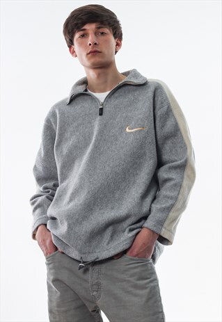 VINTAGE NIKE PULLOVER JACKET 90S GREY BIG LOGO