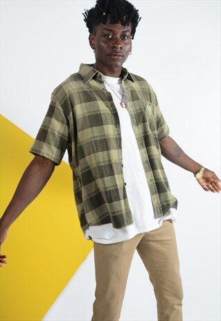 VINTAGE CORDUROY SHIRT IN GREEN CHECK.