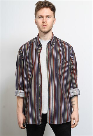 VINTAGE CORDUROY CORD STRIPED SHIRT