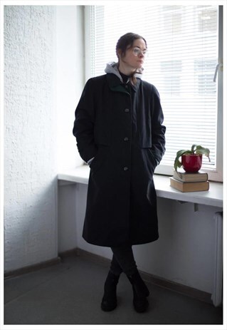 VINTAGE 80'S GREY WOOL COAT