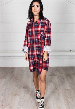 VINTAGE RETRO CHECKED LUMBERJACK FLANNEL UNISEX SHIRT DRESS