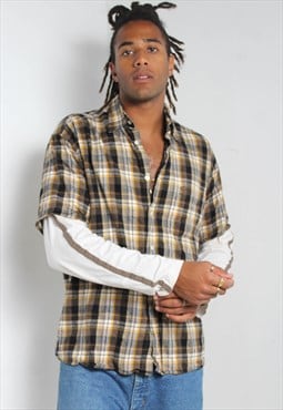 Vintage Y2K Short Sleeve Check Shirt With Under T-Shirt