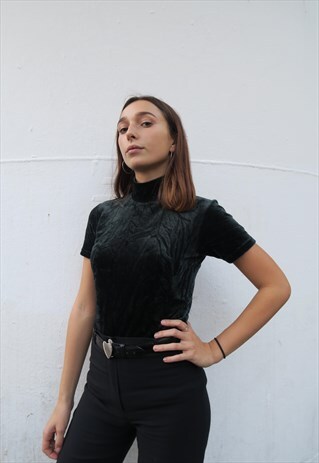 DARK GREEN VELVET TOP