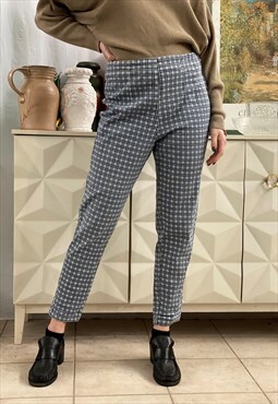Vintage 90s retro high waist checked skinny trousers