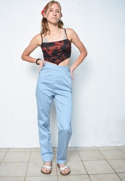 Vintage 70s sky blue high waisted straight trousers pants