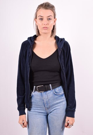 TOMMY HILFIGER WOMENS VINTAGE HOODIE JACKET MEDIUM BLUE 90'S