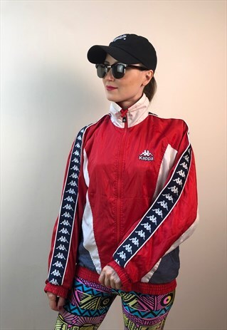 KAPPA ITALY JACKET RED TENNIS GIRL 80S RUNNING VINTAGE