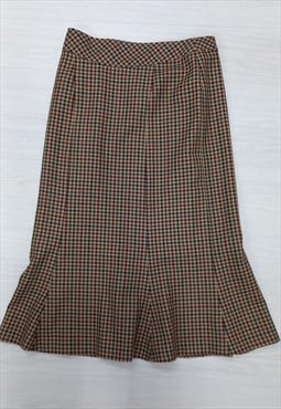 Vintage House of Bruar Skirt Brown Check Wool 