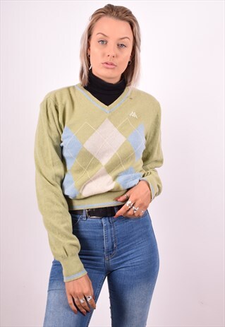KAPPA WOMENS VINTAGE JUMPER SWEATER SMALL GREEN 90S