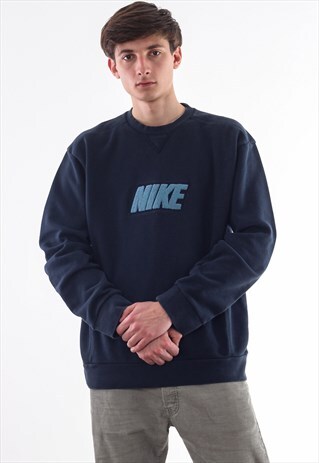 VINTAGE NIKE CREW NECK 90S NAVY BLUE BIG LOGO