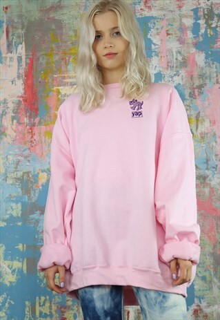 SWEATSHIRT IN PASTEL PINK WITH YAPYAP TINY MEXICAN DOG LOGO