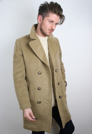 VINTAGE BEIGE WOOL MOHAIR MIX DOUBLE BREASTED JACKET