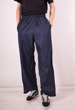NIKE MENS VINTAGE TRACKSUIT TROUSERS LARGE NAVY BLUE 90S