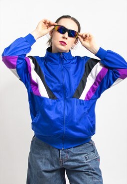 Vintage 90's track jacket in multi colour bright zip up