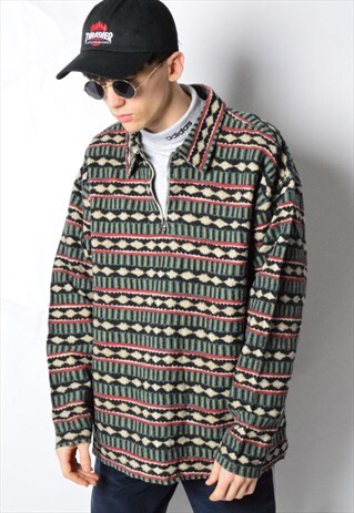 VINTAGE 90S AZTEC 1/3 ZIPPER SHIRT