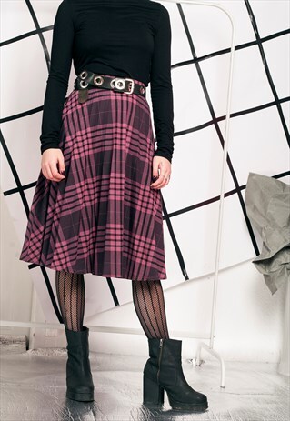 70S VINTAGE PLEATED MIDI SKIRT