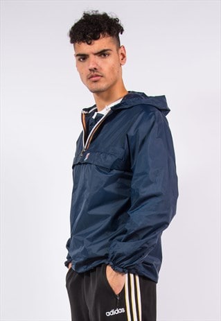 VINTAGE K-WAY WATERPROOF CAGOULE RAIN JACKET 1/4 ZIP