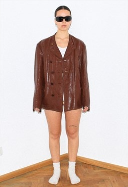Vintage 90s leather jacket in brown