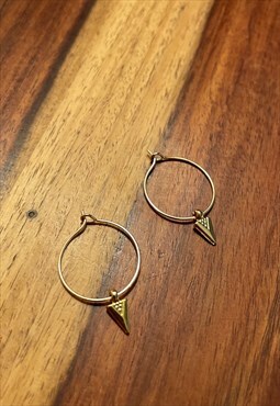 Tiny Triangle 20mm Hoop Earrings Gold Plated