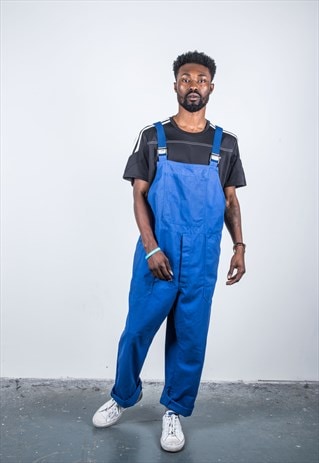 VINTAGE BLUE DENIM PAINT DUNGAREES