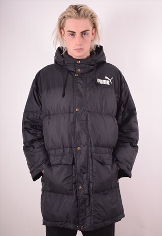 PUMA MENS VINTAGE PADDED JACKET LARGE BLACK 90S