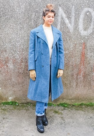 VINTAGE 70S BUE WOOL COAT