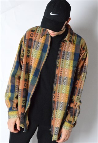 VINTAGE 90S AZTEC PRINT ZIPPER SHIRT