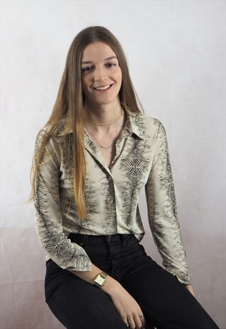 VINTAGE ZEBRA ANIMAL PRINT SHIRT
