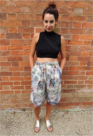 VINTAGE 80'S AZTEC TRIBAL LOOSE HIGH WAIST CULOTTE SHORTS